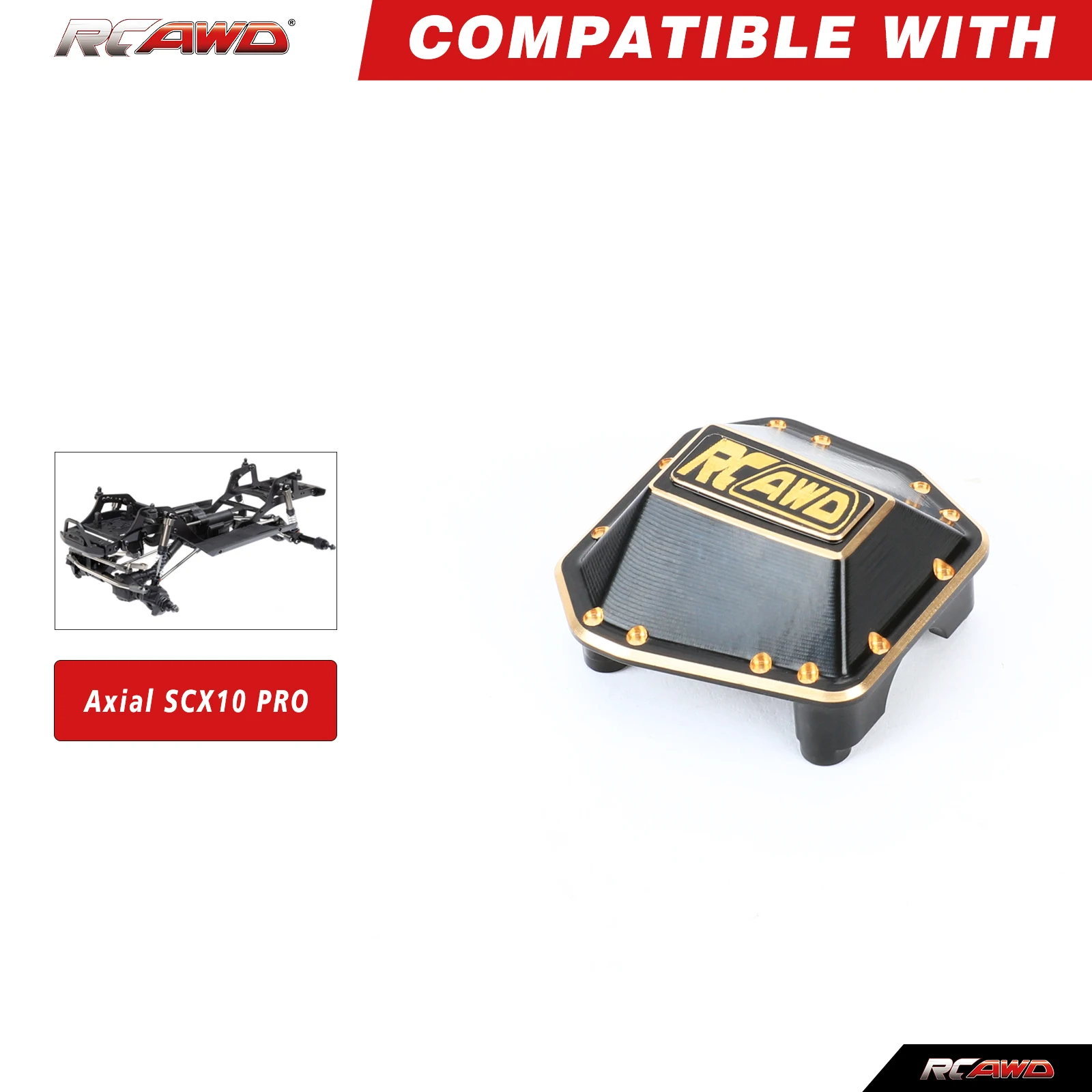 

RCAWD for Axial SCX10 PRO Brass Front / Rear Axle Covers for Axial SCX10 PRO 1/10 Upgrades Parts # AXI232072