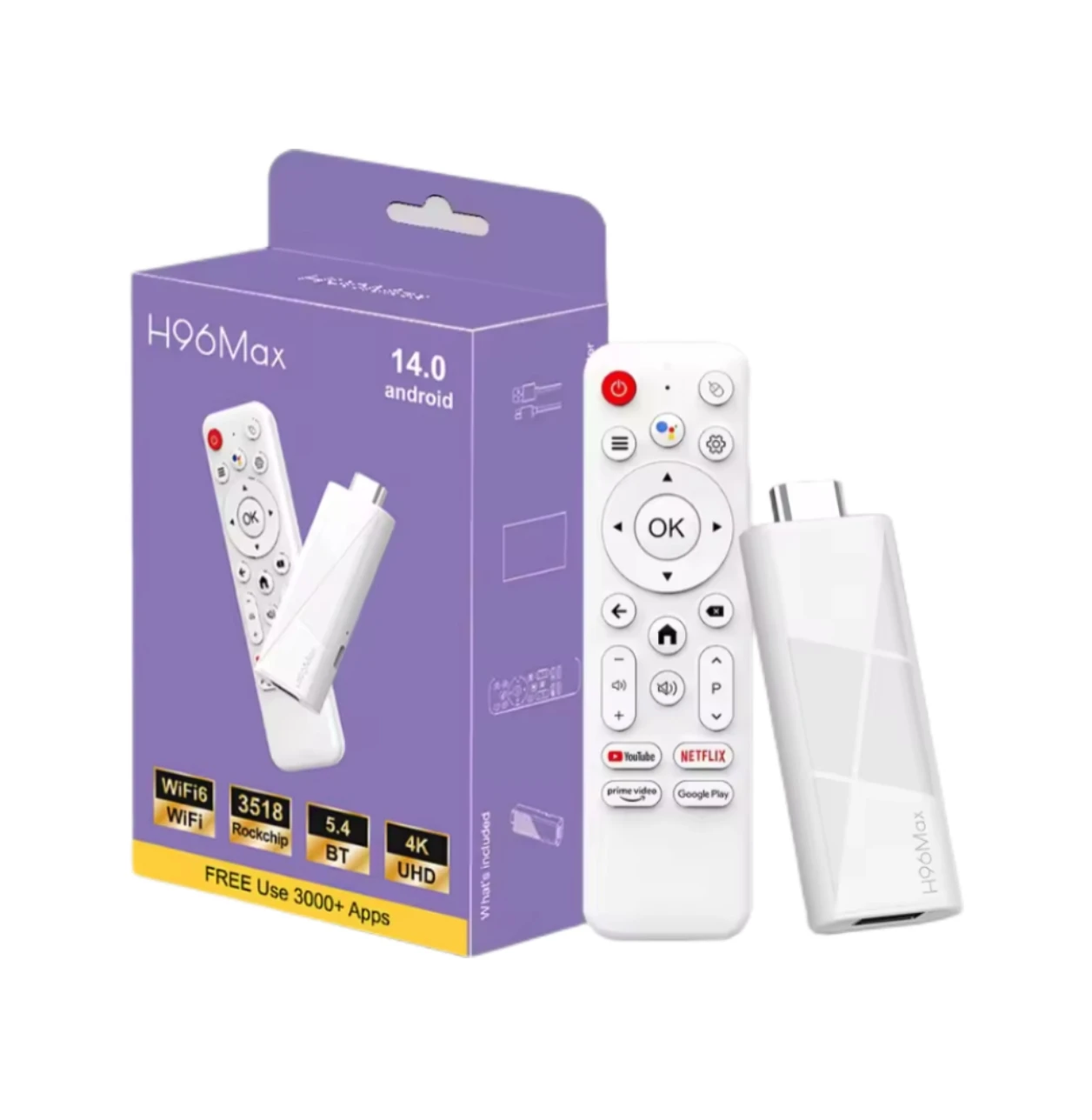 2025 Новый H96 MAX RK3518 Mini TV Stick Android 14 Smart TV Box Android14 2 ГБ 16 ГБ 8 ГБ Wifi6 BT 4K HD Голосовой медиаплеер