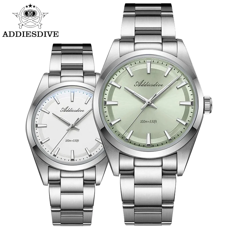 ADDIESDIVE 36MM Quartz Wristwatches AR Coating Bubber Glass 316L Stainless Steel 100m Diving BGW9 Luminous VH31 Reloj Hombre