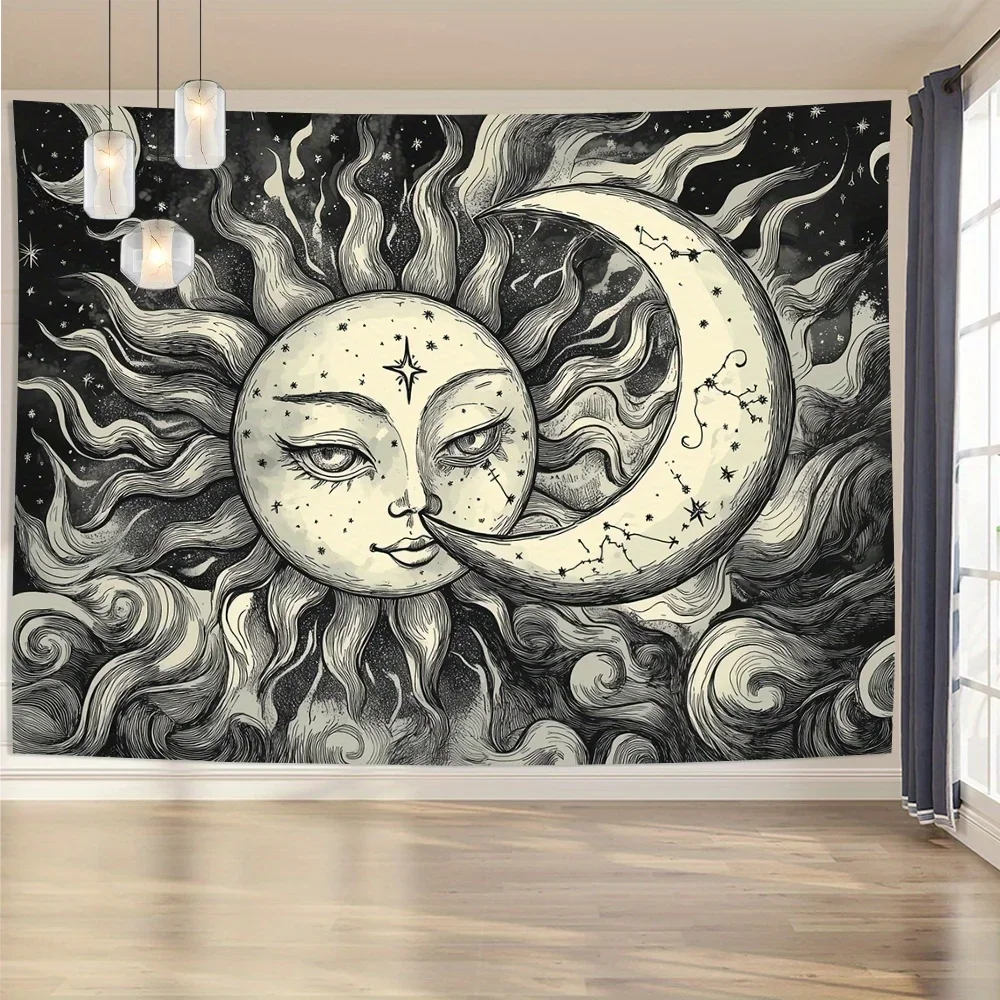 

Mystical Sun and Moon Tapestry Aesthetic Dark Soul Wall Hanging Perfect for Bedroom Decor Bedroom Wall Decor 180X320CM