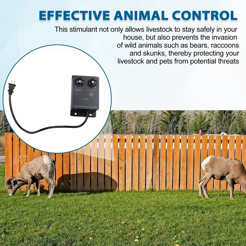 2-Mile Electric Fence Energizers For Preventing Wild Animals Intruding Output Voltage 5000 V 0.1Joule US Plug