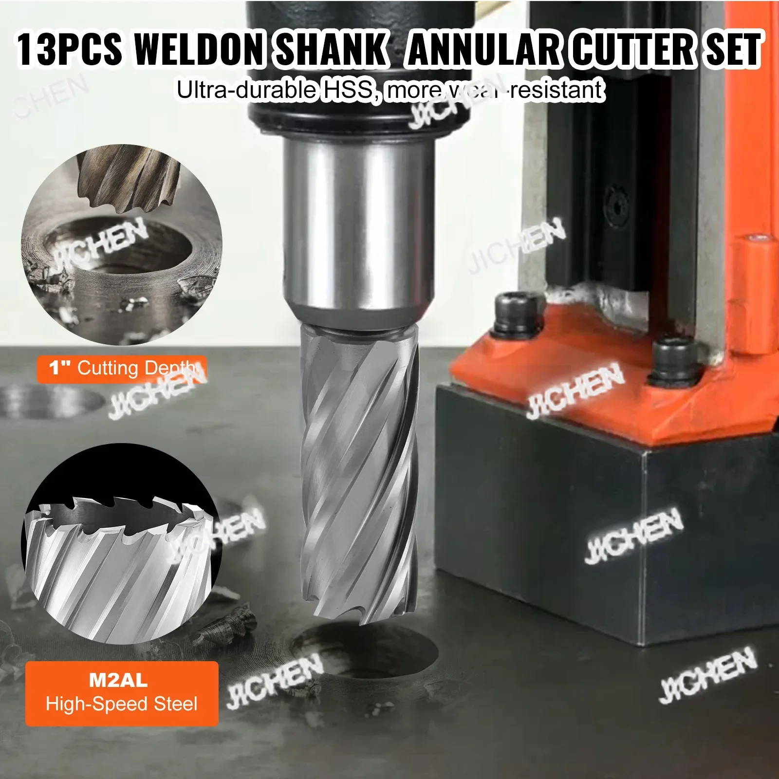 

HG Annular Cutter Set 6 Pcs13 Pcs Weldon Shank Mag Drill Bits 1" / 2" Cutting Depth For Using With Magnetic Drills
