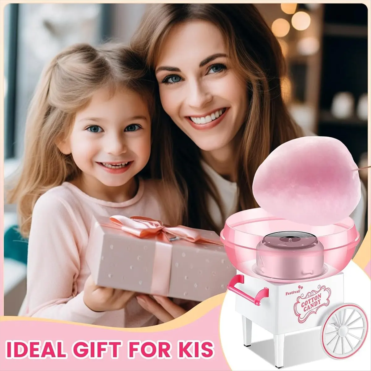 【like】-cotton-candy-machinemini-cotton-candy-maker-machine-for-kids-with-sugar-scoop-easy-safe-to-use-pink-vintage-eu-plug