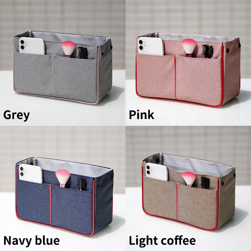 TINBERON Makeup Bag Oxford Cloth Bag Organizer Insert Cosmetic Bag Open Desktop Storage Multifunctional Handbags liner Inner Bag