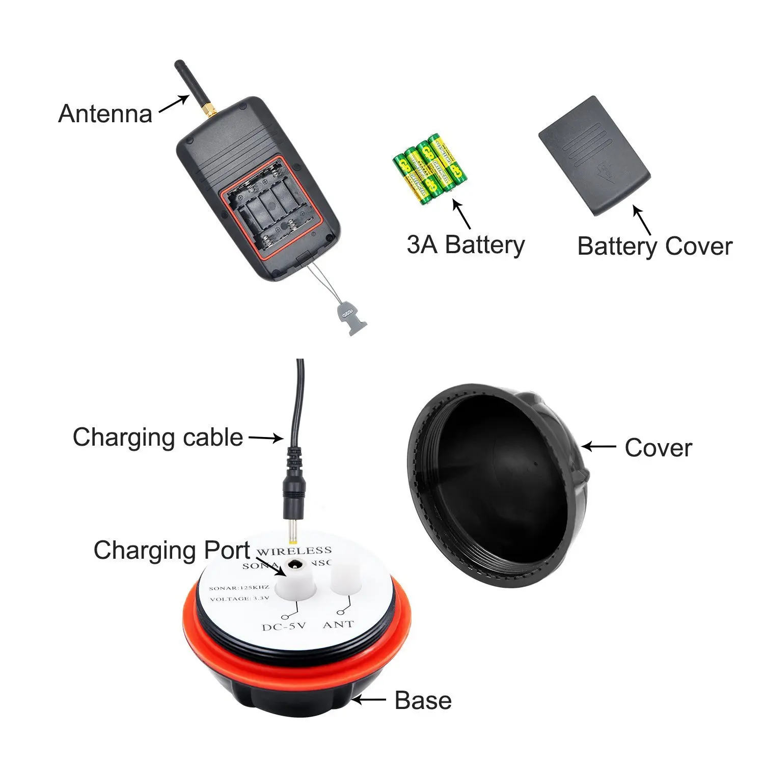 Hot Sale 36m Depth&100m Receiving Host LCD Screen Sonar Underwater Wireless  Fis h Finde r