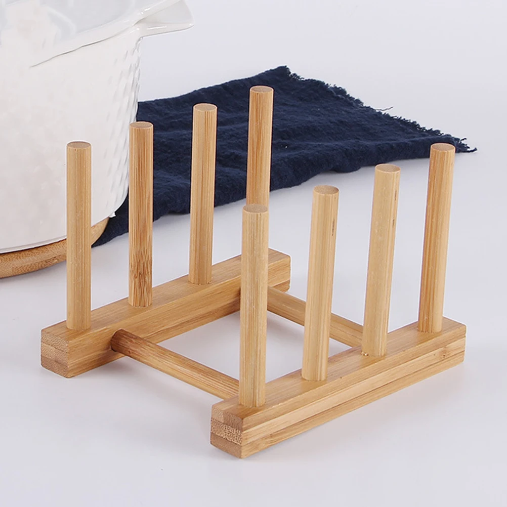 

Dish Rack Shelf Wood Drain Rack 6 Grids Kitchen Organizer Drying Drainer Storage Multi-Purpose Dishware Holder