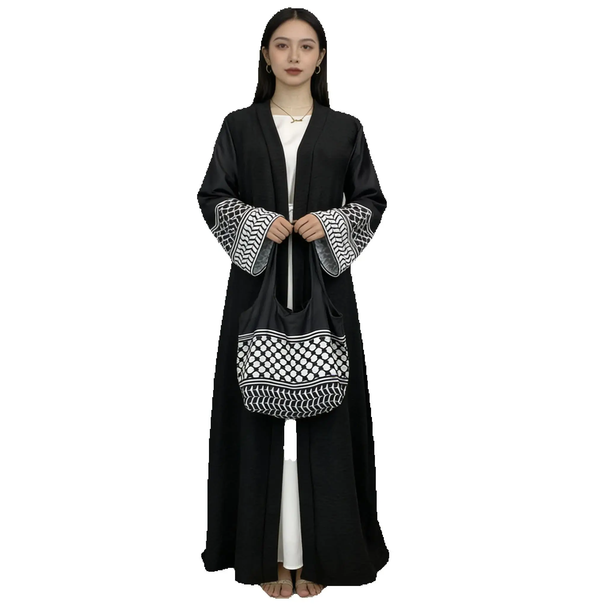 

Ramadan Kebaya Abaya Dubai Luxury Kimono with Bag Islam Kaftan Muslim Women Long Dress Caftan Marocain Femme Robe Eid Jalabiya