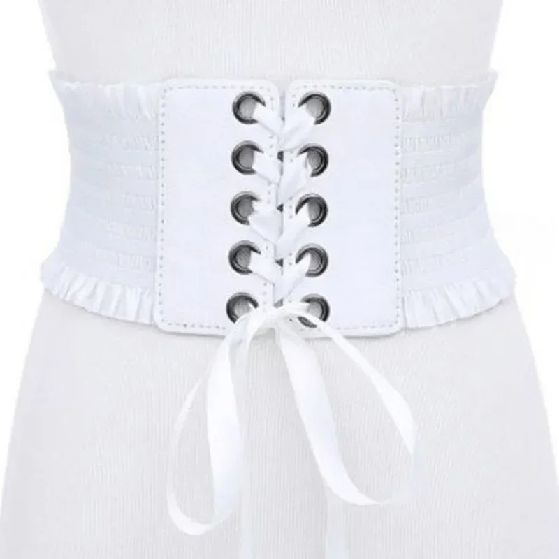 2025 الصيف تصميم الأزياء النساء أحزمة مطّاطية مثير الأسود بولي Leather الجلود واسعة مشد السيدات حزام الاتجاه تنوعا Famale Cummerbunds #4