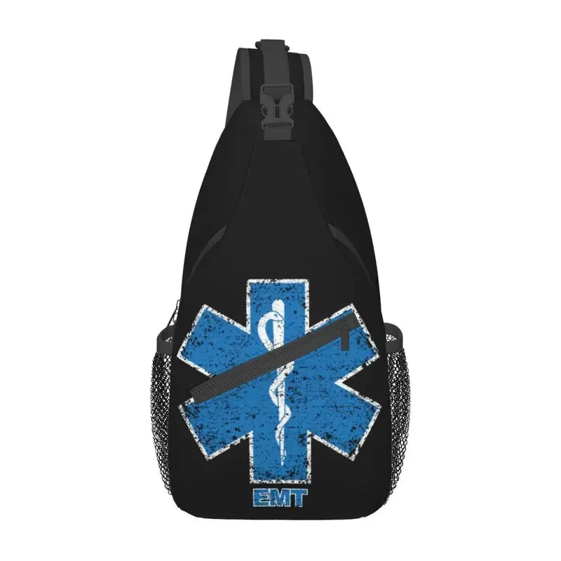 

Emt Star Of Life Sling Crossbody Backpack Men Custom Paramedic Medic Ambulance Chest Shoulder Bag for Travel Hiking Daypack