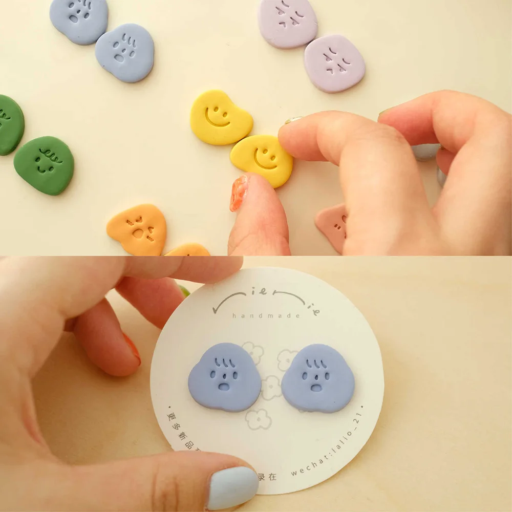 1 PC Emotional Expression Soft Pottery Polymer Clay Cutter Earrings Jewelry Pendant Making DIY Tool Mold