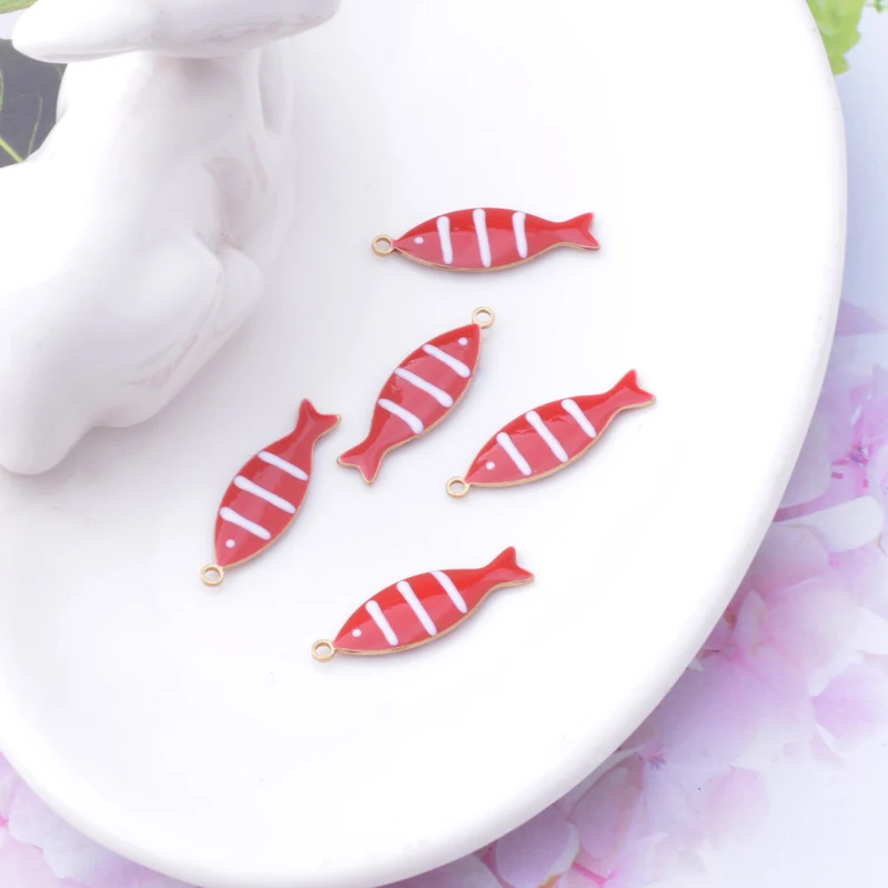 20pcs Copper Dripping oil Small Fish Charms Two-sided Enamelled Fishes Pendant Cute DIY Jewelry Earrings Necklace Making