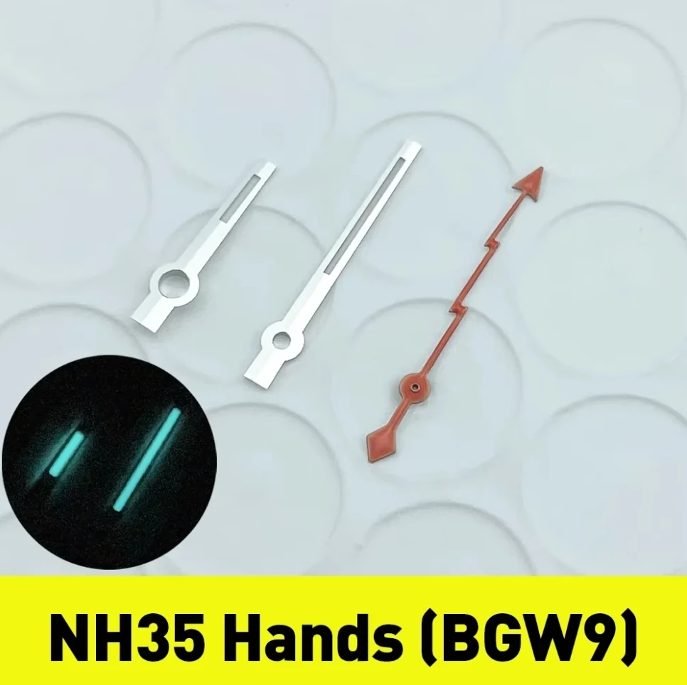 NH35 NH38 Blue Lightning Second Hand Watch Hands Set for 28.5mm Dial BGW9 Lume NH35A Movment watch parts