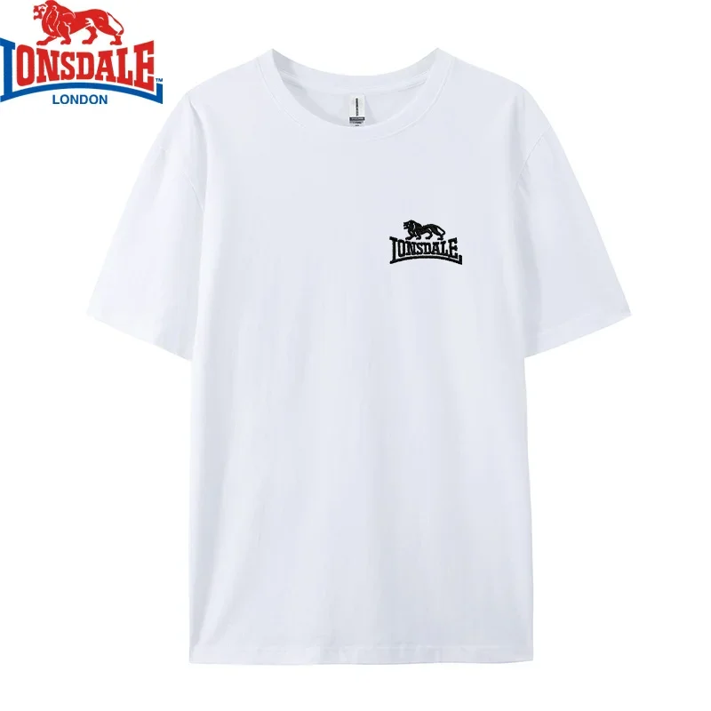 Embroidered LONSDALE 100% Cotton Summer New Style Hot Selling Anti-pilling O-neck T-shirt High-quality Fashion Casual Sports Top