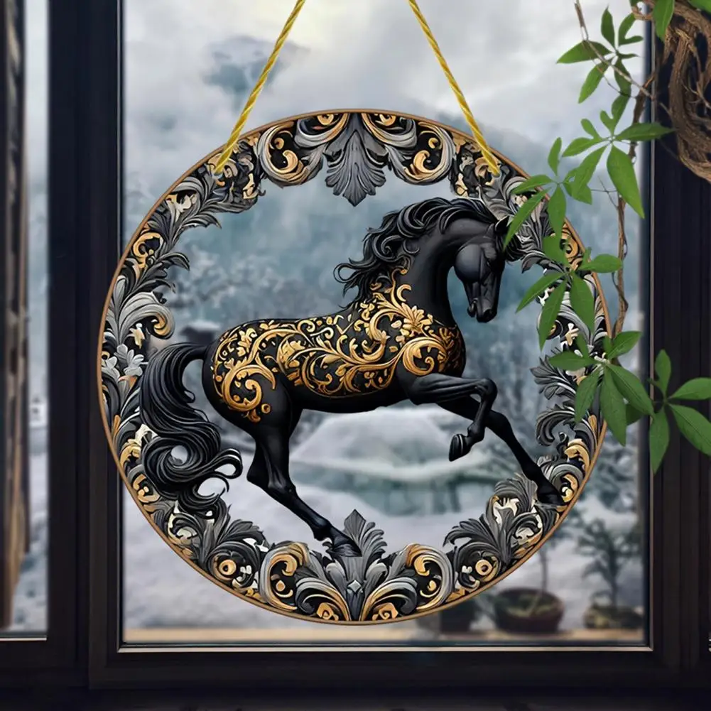 Black Horse Hanging Sign Front Door Horse Decor Horse Hanging Sign Acrylic Panel 2d Flat Decorative Front Door Sign Farmhouse