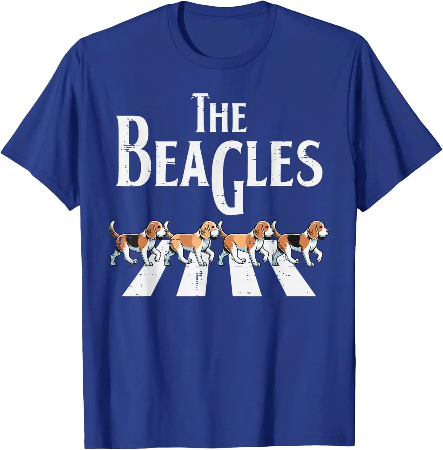 The Beagles Parody Abbey Road Walking Dogs Graphic Tee Casual Cotton T-Shirt for Men Women