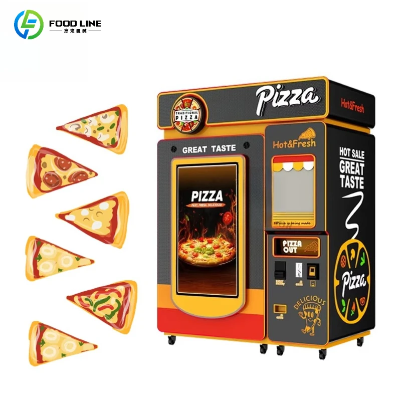Customized Commercial Pizza Vending Machine Heated Oven Included Cash Card Mobile Payment Supported Touch Screen