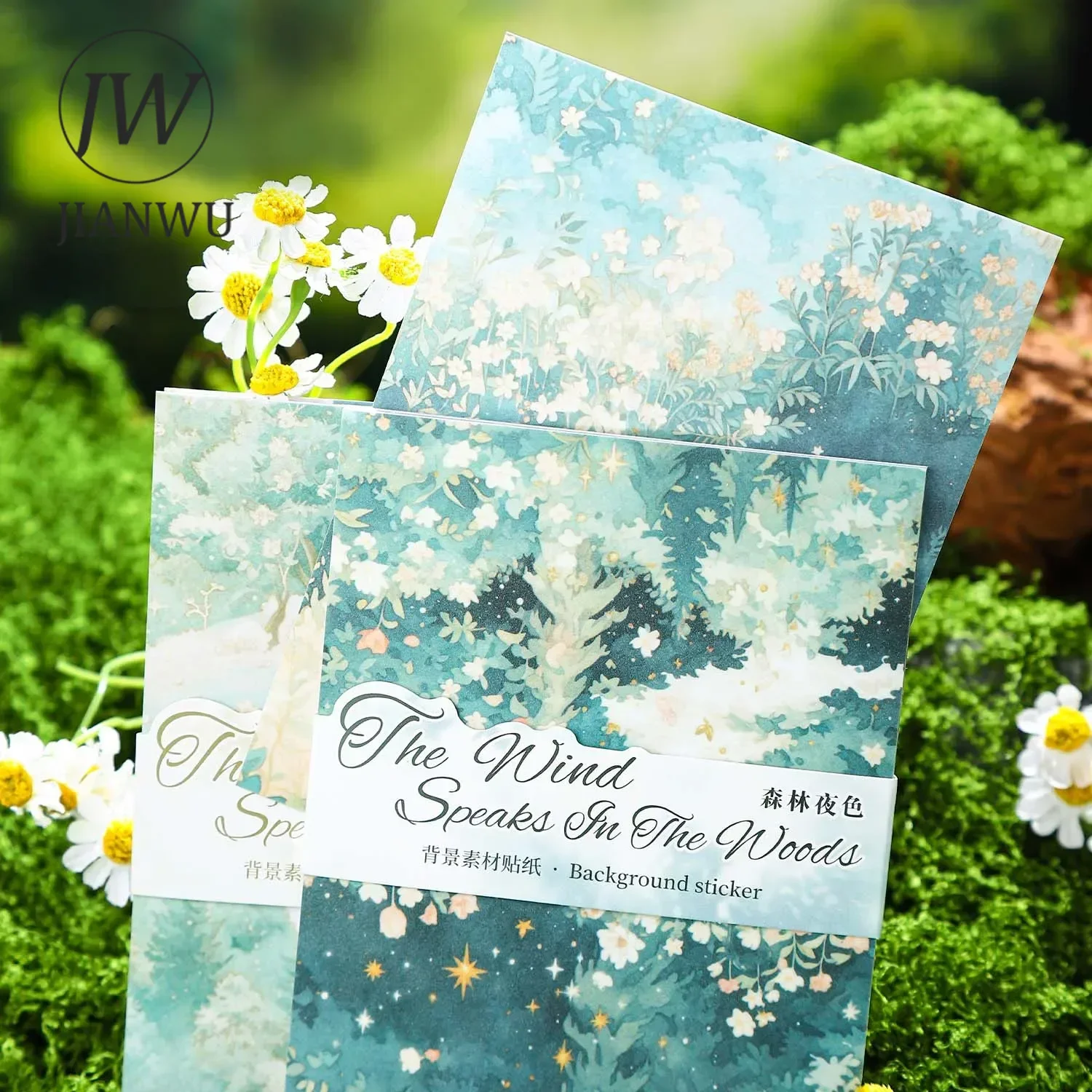 JIANWU The Wind Speaks in The Woods Series Literary Trees Landscaping Material Collage Sticker Creative DIY Journal Stationery