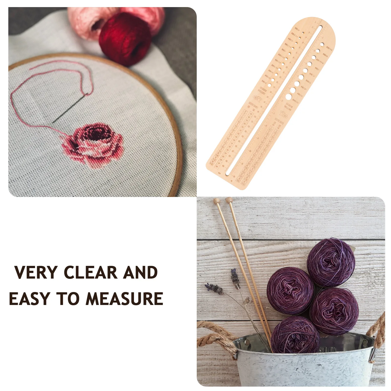 

Wooden Measuring Ruler 32x8x05cm Sock Knitting Gauge Ruler Tools Needle Crochet Sewing Weaving Measurement Accessories