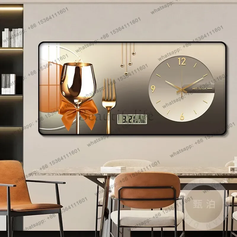 YJ Wall Clock Modern Design Light Luxury High-end Dining Room Decorative Painting Living Room Wall Clocks Wall Home Decor