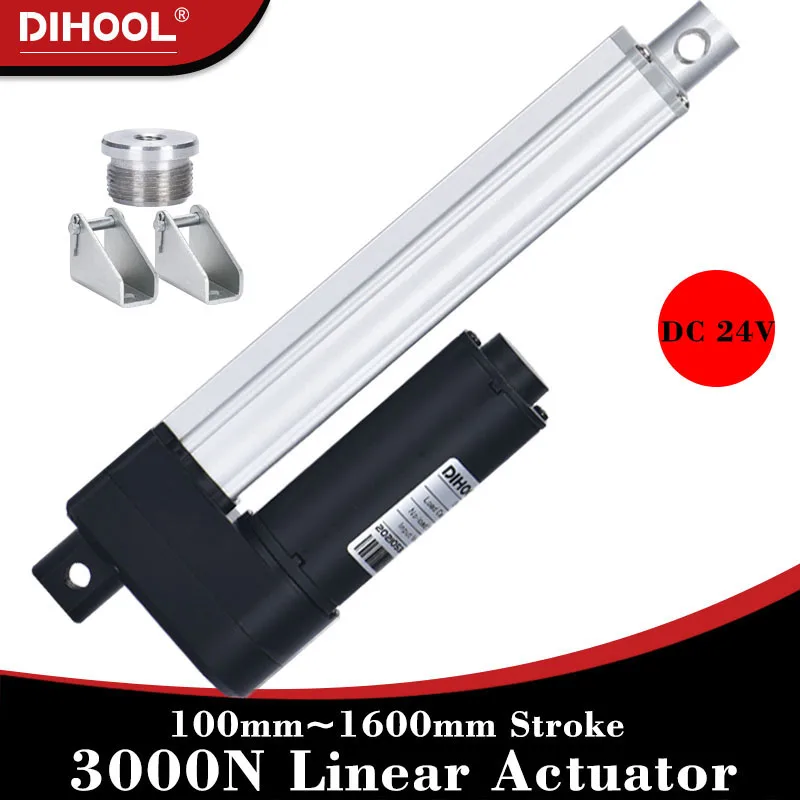 

3000N Linear Actuator 24V Electric Lifting Motor 100mm~1600mm Stroke 50kg~300kg Load Adjustable Actuator 25dB 60W Door Opener