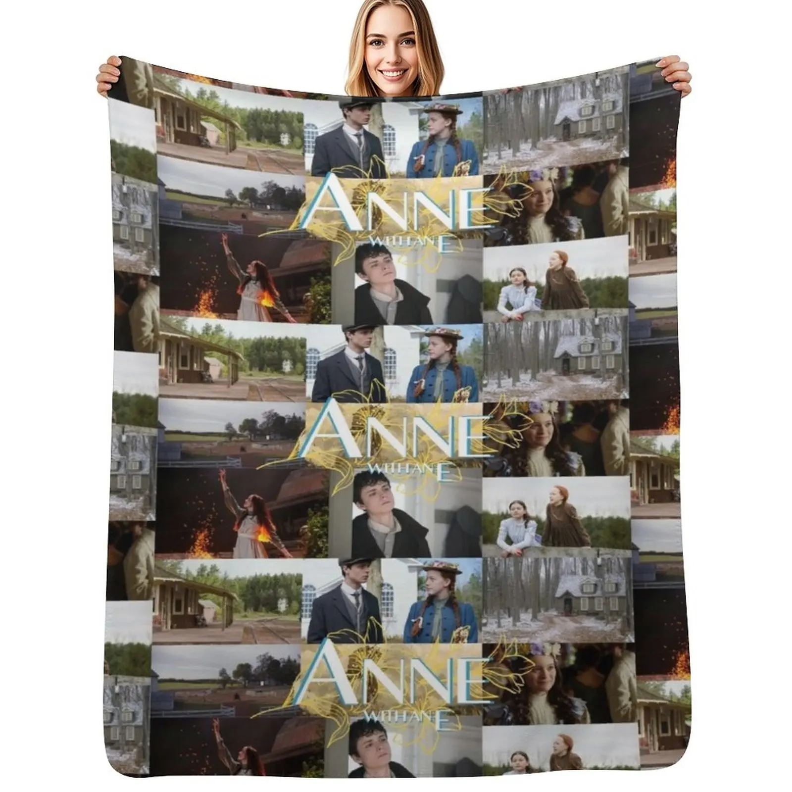 

Anne with an E Collage Throw Blanket Thin Soft Blanket for Summer Night Sleeping