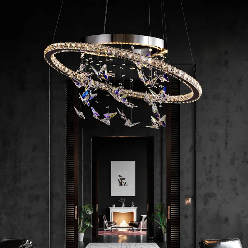 2024 ring pendant light butterfly crystal chandeliers ceiling luxury chandeliers for wedding decor pendant light crystal