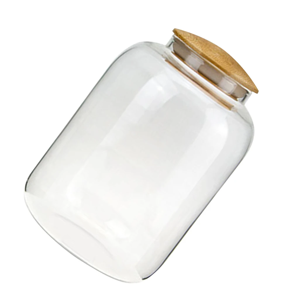 

1150 Ml Bamboo Lid Glass Storage Tank Jar Grain Container Snack ganizer Spice Holder Transparent Tea Coffee Beans Fruit