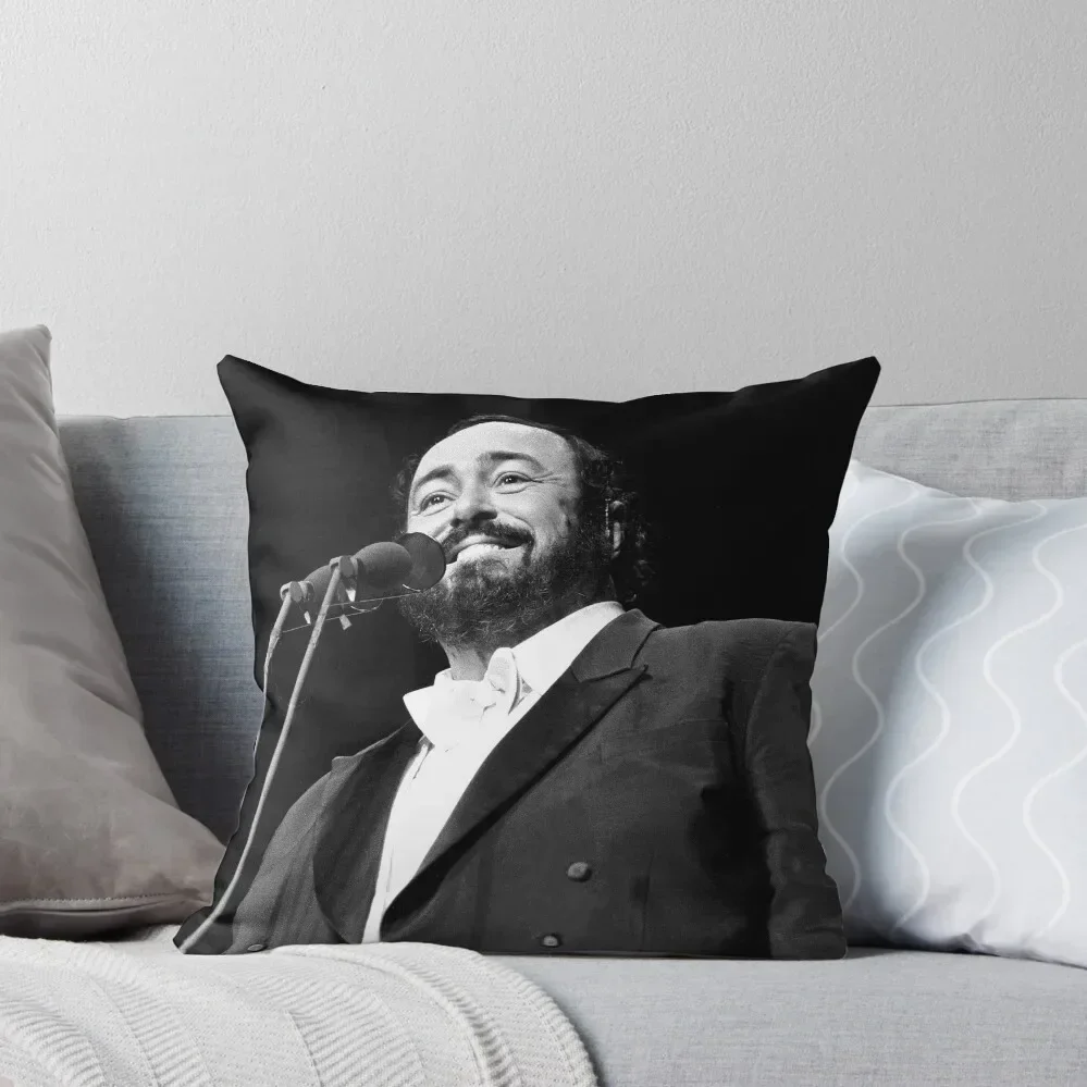 Luciano Pavarotti - BW Photograph Throw Pillow Cushions Home Decor Decorative Cover For Living Room pillow