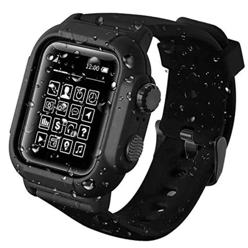 

Ремешок чехол + для Apple watch 6 5 4 SE 44 мм спортивный силиконовый ремешок IP68 водонепроницаемый противоударный защитный чехол для iwatch 3 2 1 42 мм