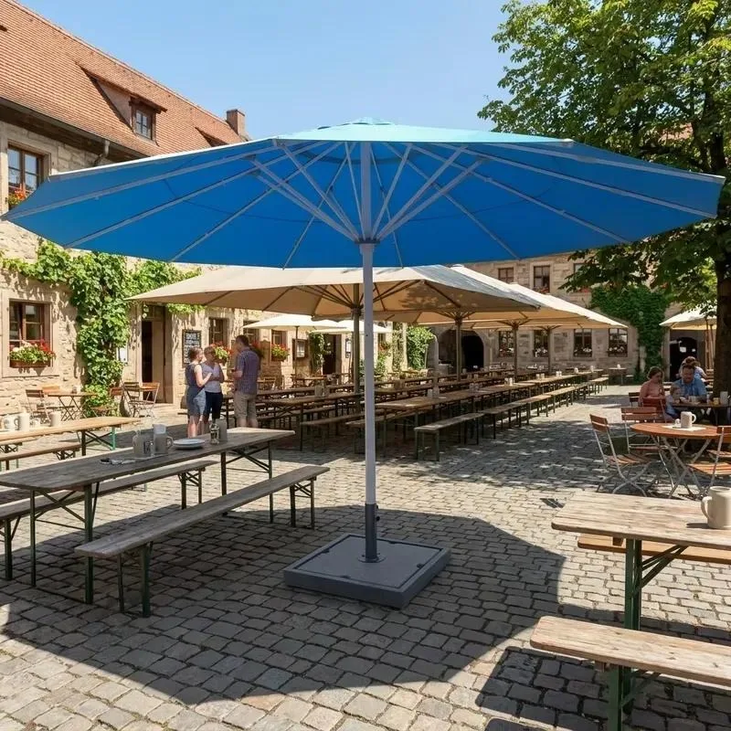 for 9X12 feet double canopy giant beer bar parasol, wide marble base windproof cloth, suitable for bar square open-air bar