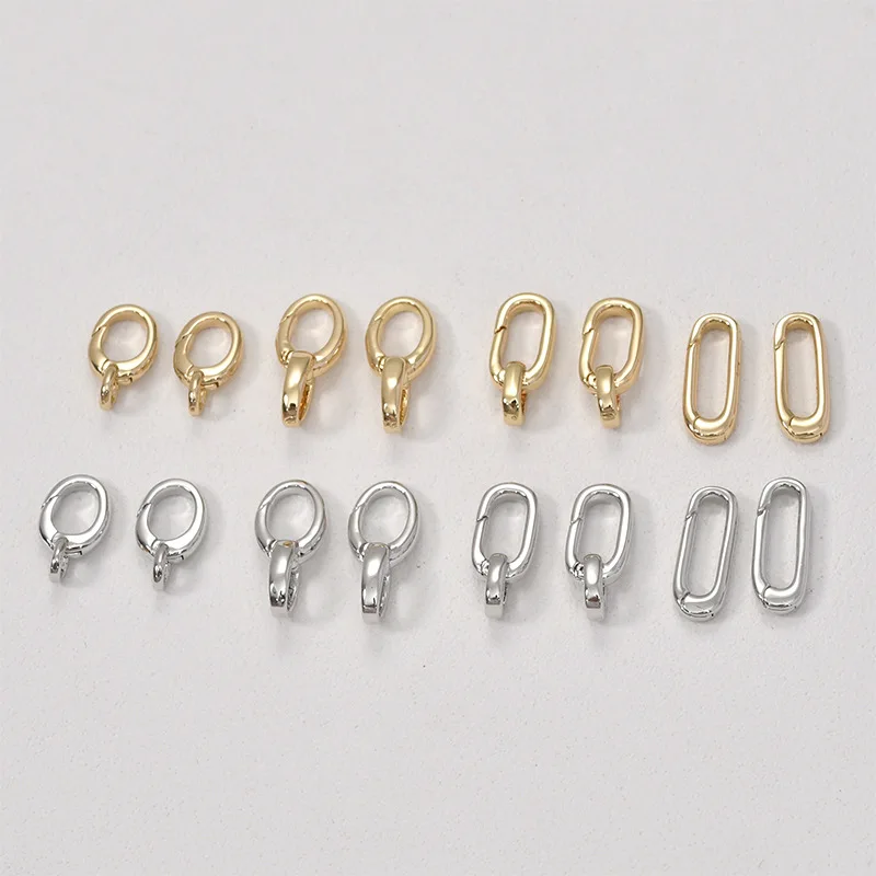 14K Gold Color-preserving Chain Lobster Buckle Long Oval 8-character Spring Buckle DIY Chain Necklace Connecting End Buckle