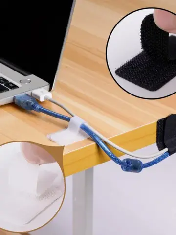 Reusable Cable Ties Velcro Ties Self-Adhesive Power Cord Cable Holder Adjustable Cord Storage Desktop Organiser Manager