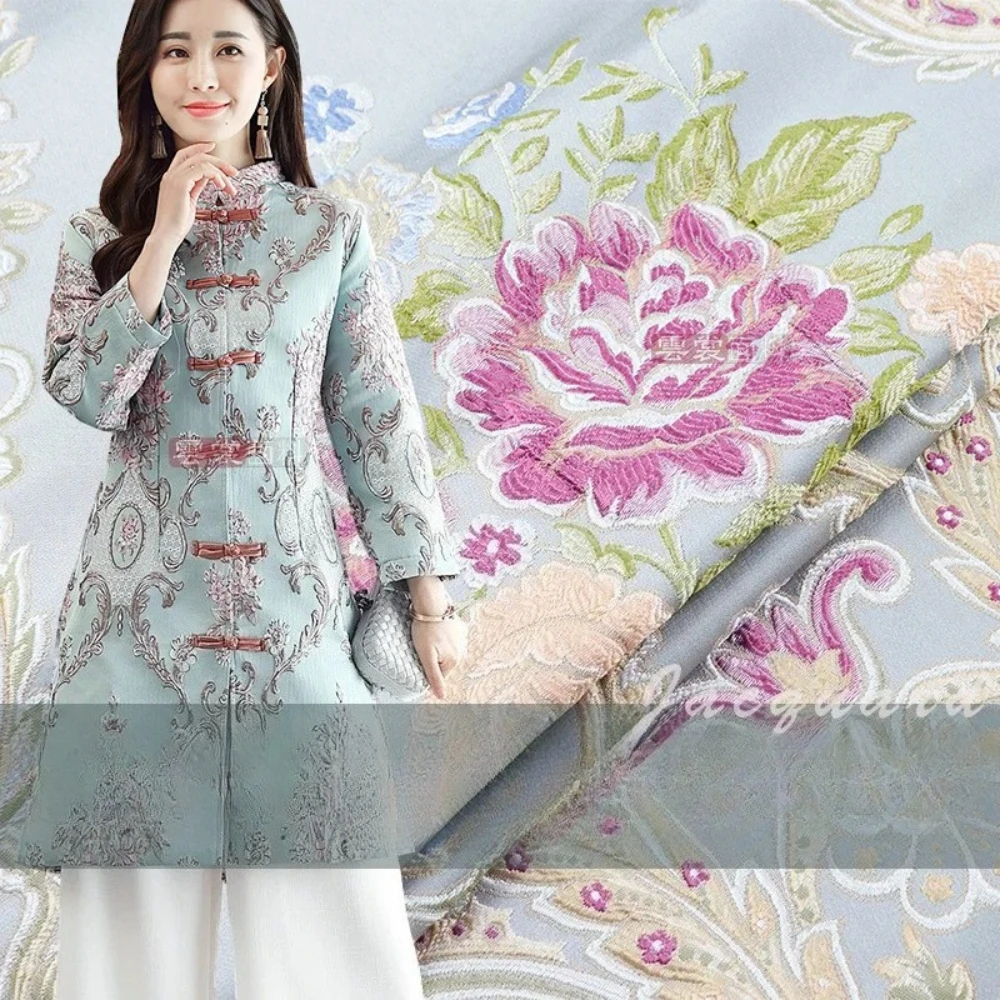 

Окрашенная в пряжу парчовая жаккардовая ткань с большим цветком в придворном стиле, платье, ветровка, одежда, европейский бренд, модный дизайн, швейная ткань