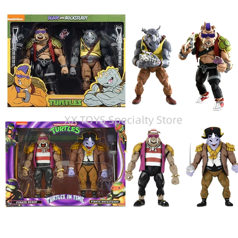 

Neca Teenage Mutant Ninja Turtles Turtles In Time Pirate Bebop & Rocksteady Action Figure 2 Pack Boys Collectible Models Set