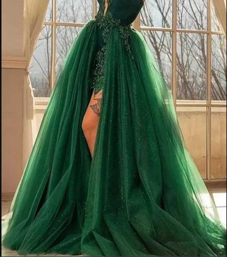 

Green Tulle Skirt Removable Train Removable Wedding Dress Train custom size