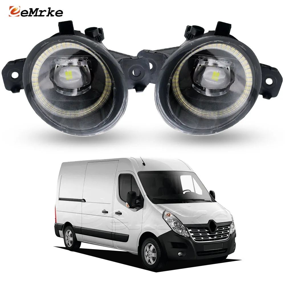 

Светодиодные противотуманные фары Angel Eyes DRL для Renault Master NV400 Opel Vauxhall Movano 2011-2019 PTF с прозрачными линзами Автомобильные дневные ходовые огни