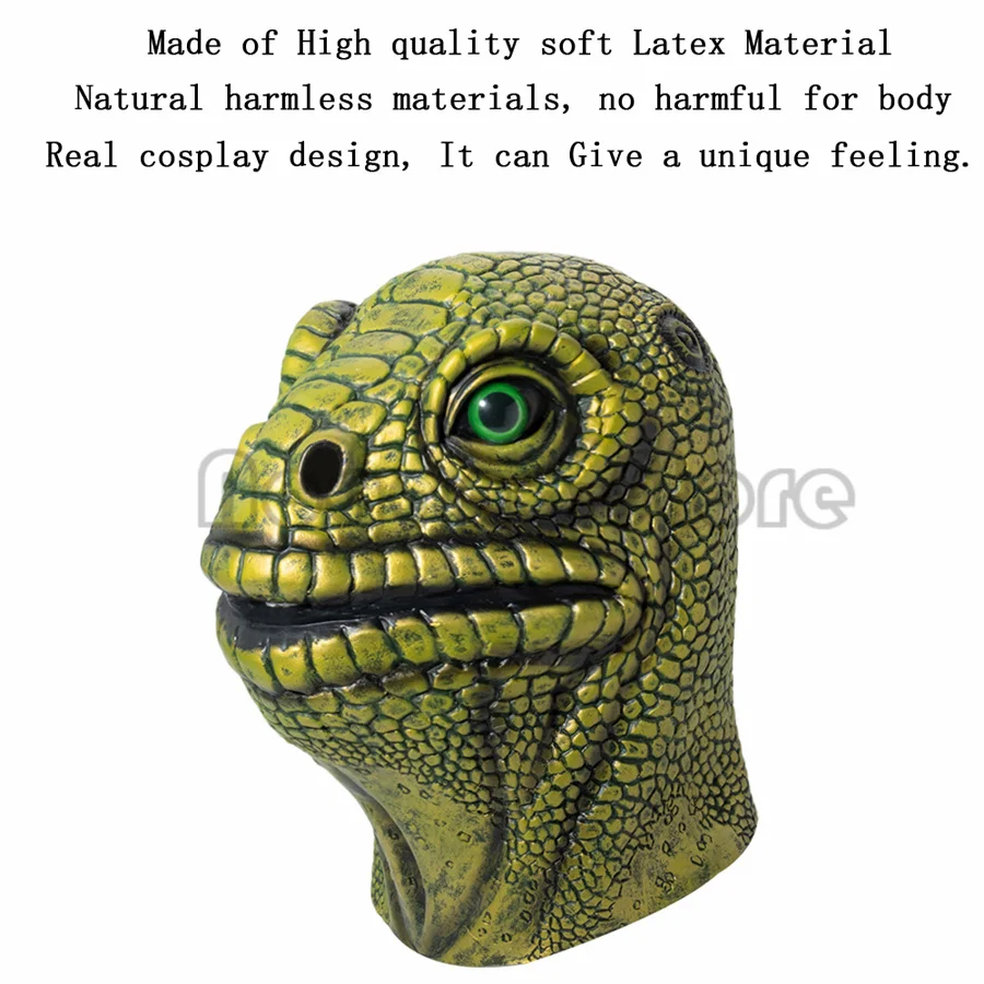 Creepy Cosplay Animal Lizard Head Terror Scary Halloween Mask Horrible Full Face Helmet Costume Prop For Carnival Themed Party