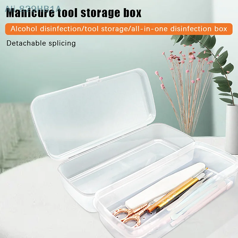 L/M Nagel En Wimper Sterilisatie Schone Opbergdoos Multi-Functionele Desinfectie Doos Dubbel Gelaagde Nail Tools Organizer