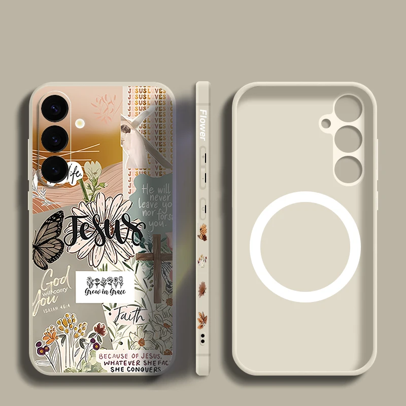 Magnetic Phone Case For Samsung Galaxy S25 S24 Ultra S24 S23 FE A56 A16 A55 A15 A36 5G Creative Collage Patterns Soft TPU Cover