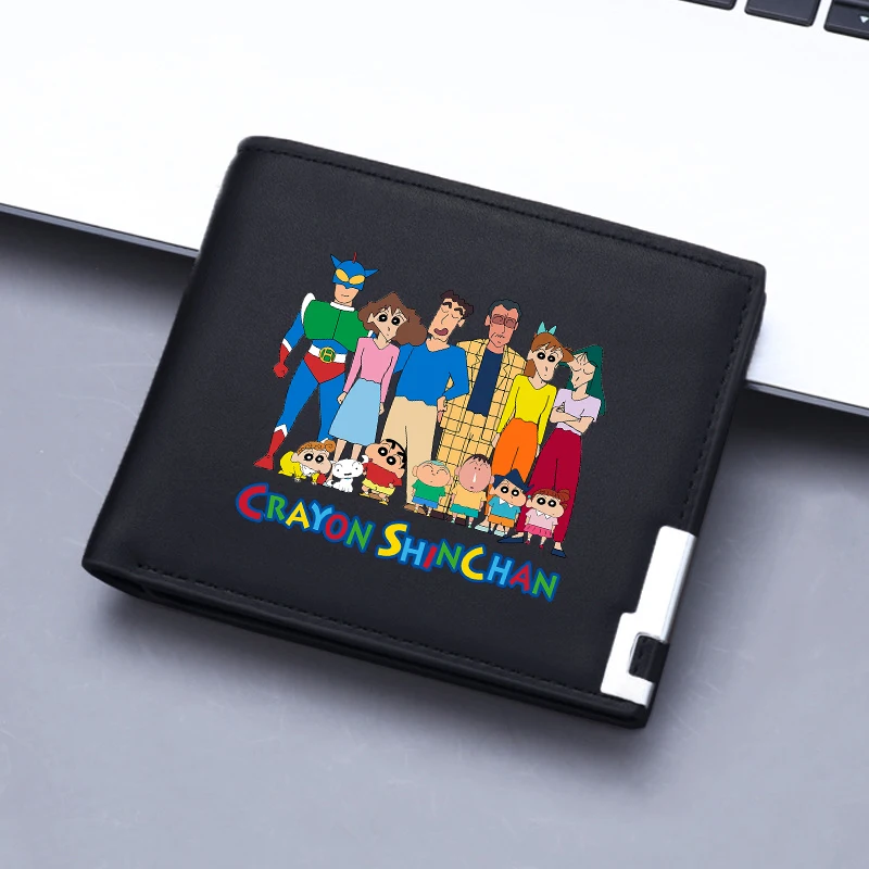 

Crayon Shinchan Wallets Boy Cartoon Anime Figure Purse Men Trendy Cool PU Moneybag Large Capacity Card Bags Short Billfold Gifts