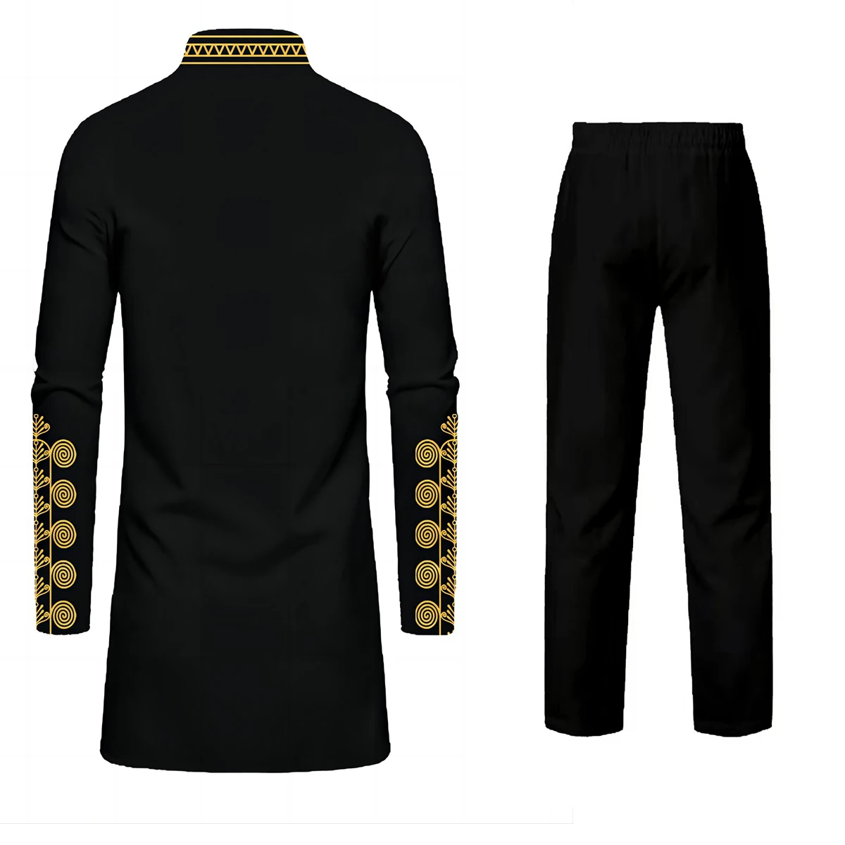 Traje Cultural bordado para hombre, bata de cuello alto y pantalones con cordón, 2 piezas