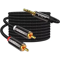 RCA To 3.5mm Stereo Audio Cable 100% Shield 3.5mm Male To 2RCA Male Aux Cord for Smartphone Tablet Speaker Home Theater HDTV Etc