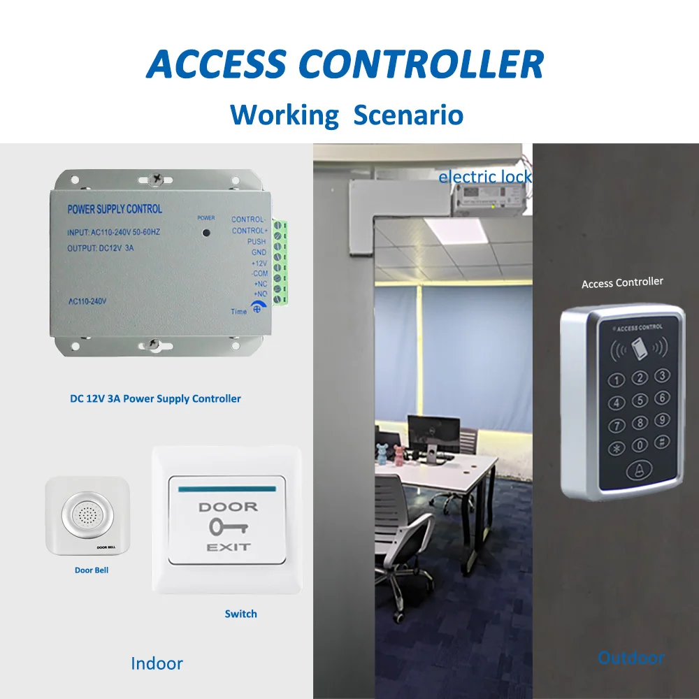 RFID Access Control Teclado, EM Card Reader para 1000 Usuários, Door Access Controller System, Door Lock Opener, Sistema de teclado, 125KHz