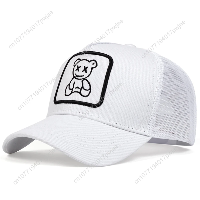 Unisexowe czapki bejsbolówki z haftem małego misia, regulowane, na wiosnę i lato, do noszenia na zewnątrz, codzienne, chroniące przed słońcem.