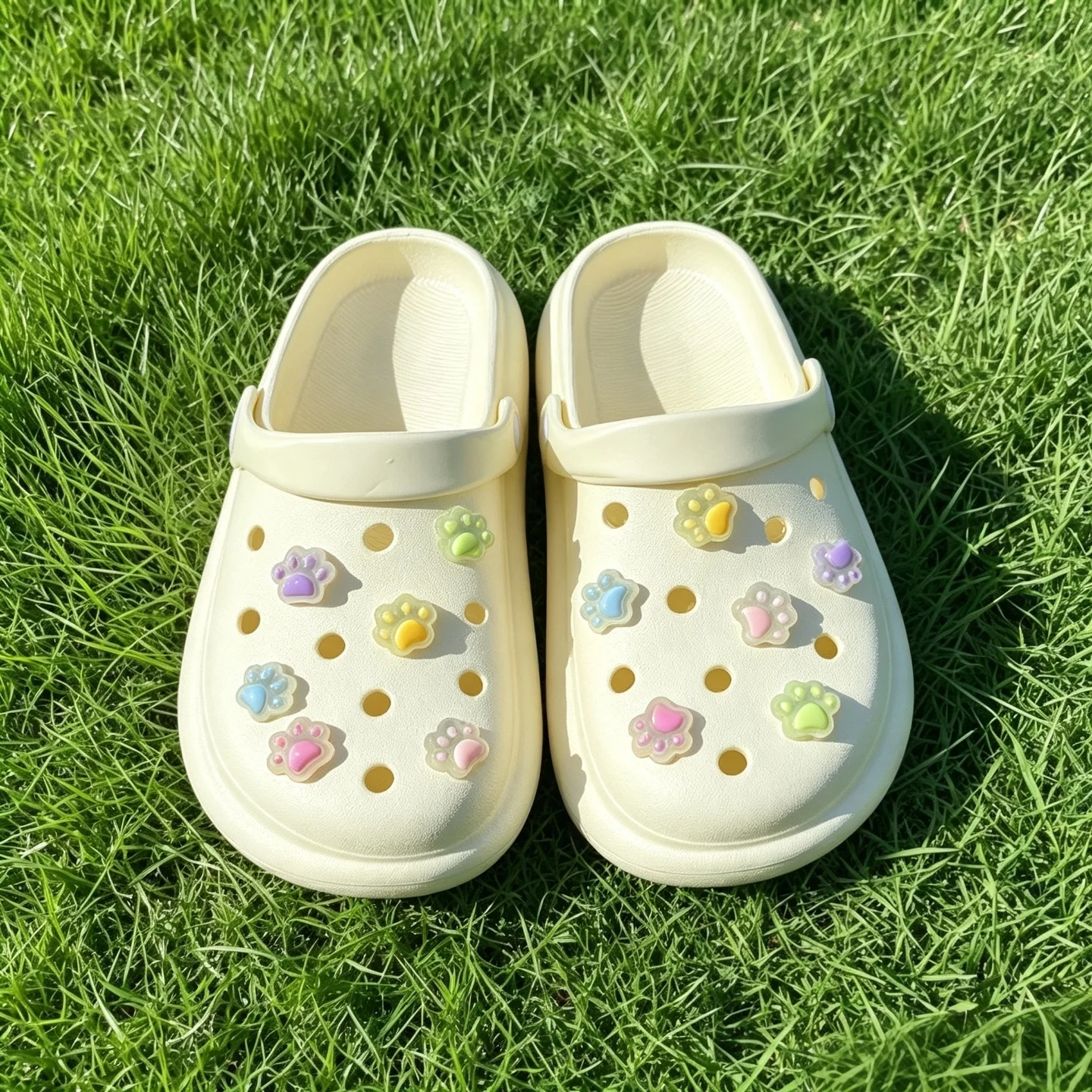Glow In Dark Pastel Cat Paw Shoe Charms Removable DIY Shoe Decor For Girls Clogs Slides Sandals Footwear Holiday Cute Gift Charm