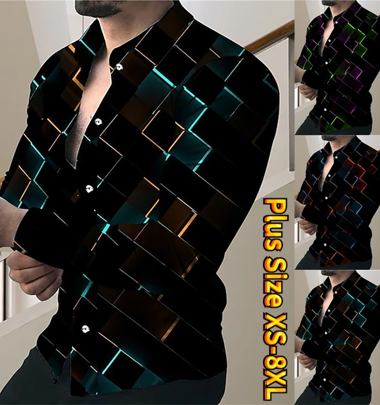 

Men's Collar Printed Long Sve irt Faionable Printed Flip Collar Men's irt Comfortable Fit Autumn Wear