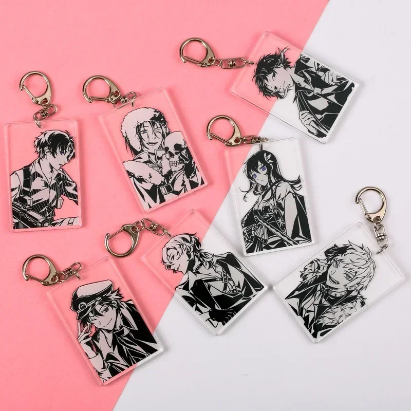 6cm Keychain Woman Anime Key Chain Men Bungo Stray Dogs Pendant Cartoon Double Sided Keyring Unisex Key Holder Acrylic Jewelry