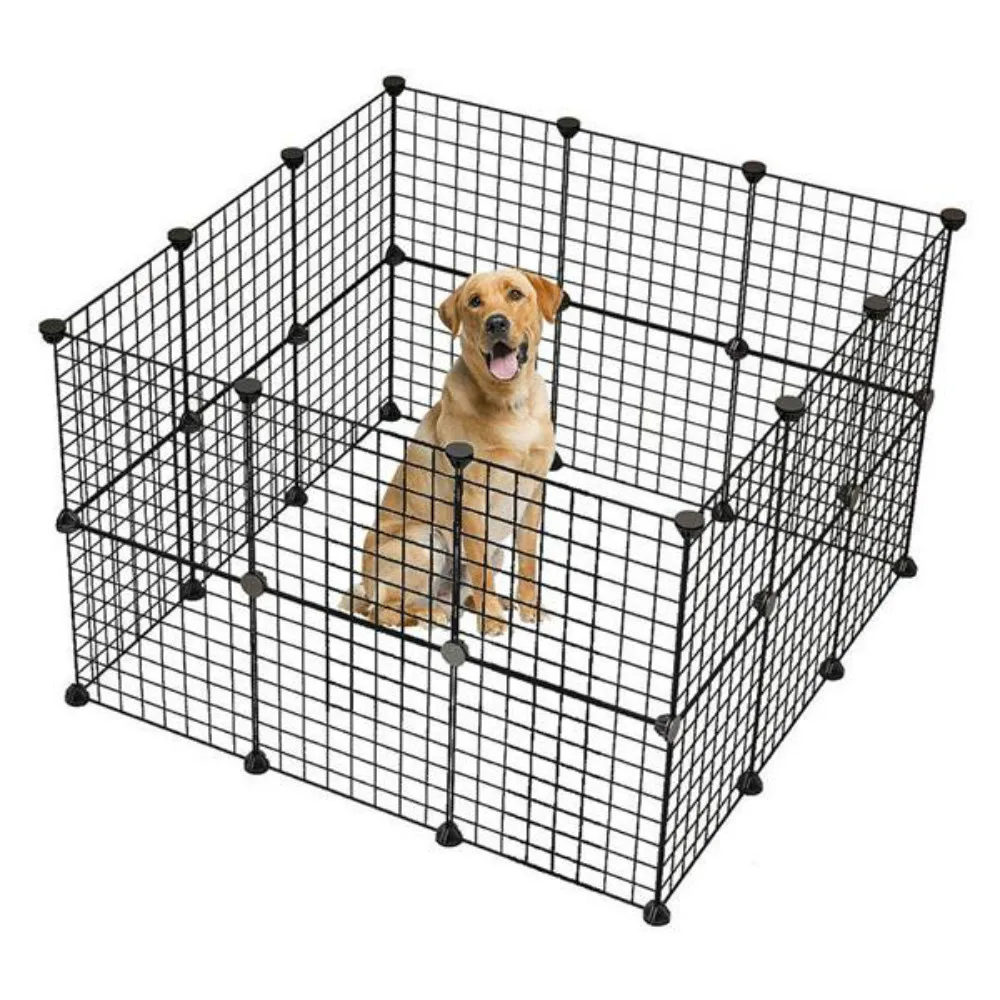 

Animal Cage Indoor Portable Metal Wire Yard Fence for Small Animals, Guinea Pigs, Rabbits Black Pet Playpen