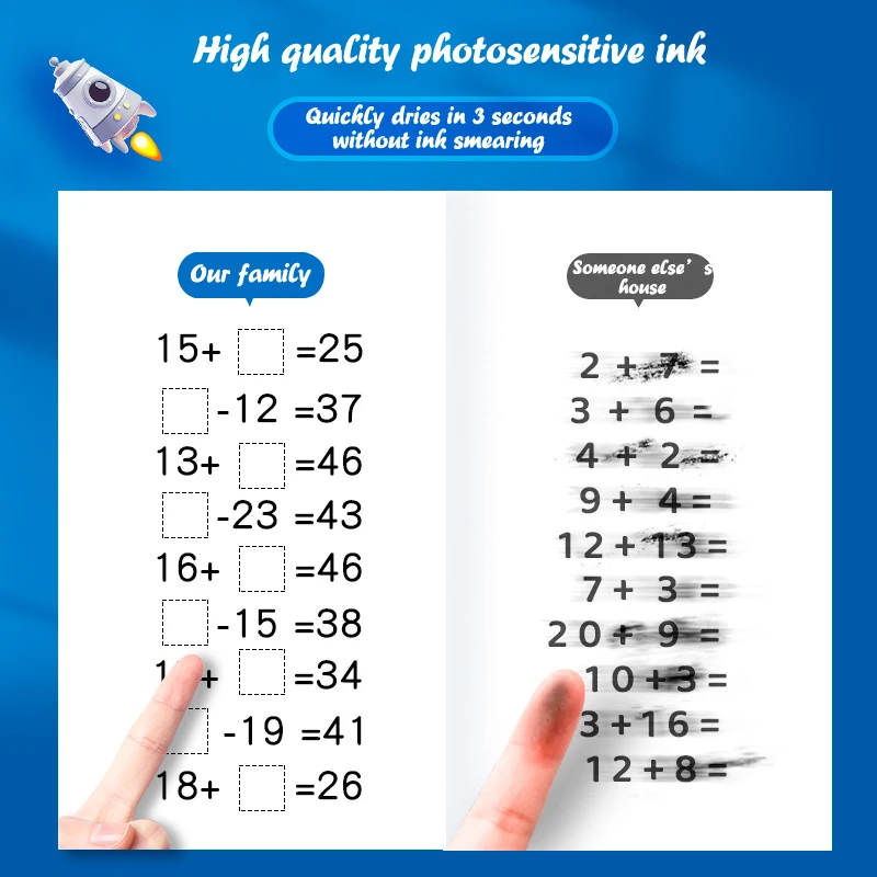 Cap pengajaran 2 In 1 isi rol kosong yang dapat digunakan kembali rol matematika desain cap Digital dalam 100 latihan matematika