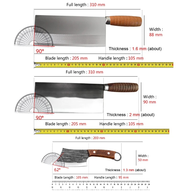 Handmade Forged Chinese Cleaver Knife Ultra Sharp Slicing Filleting Knives Chef Knife for Meat Vegetable Kitchen Cooking Tools - view 2